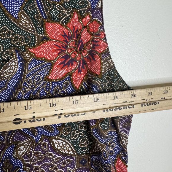 vtg Class by Just Class Vest Womens Large Multicolor Floral Batik Beaded Button - Picture 6 of 9